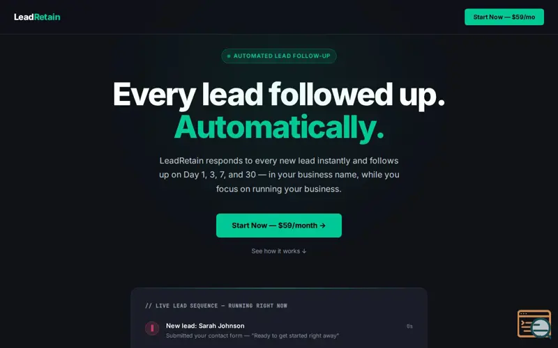 Screenshot of LeadRetain