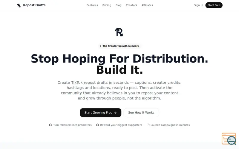 Screenshot of Repost Drafts