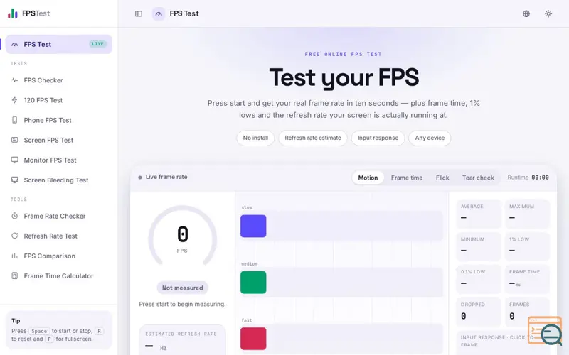 Screenshot of Online FPS Test