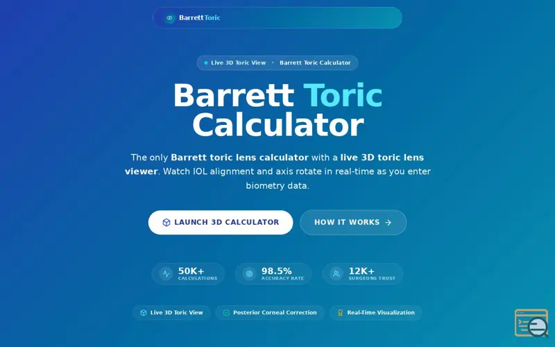 Screenshot of live 3D toric lens viewer