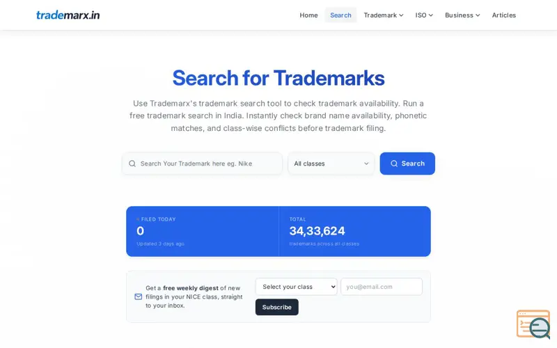 Screenshot of AI Trademark Search Tool & leads finder