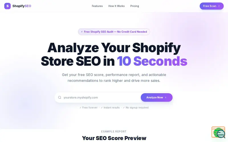 Screenshot of ShopifySEO — Analyze Your Shopify Store