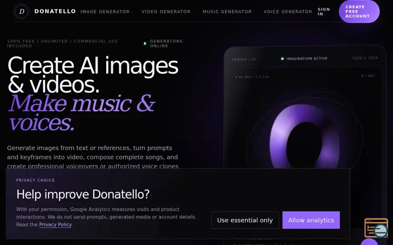Screenshot of Donatello.studio