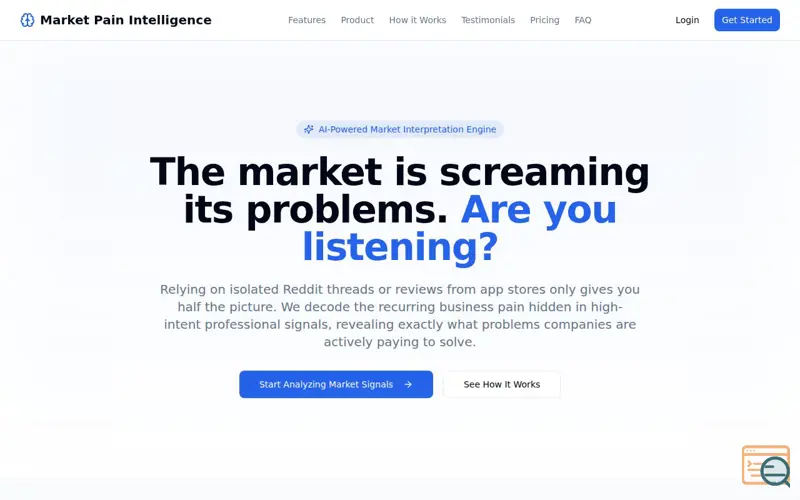 Screenshot of Market Pain Intelligence