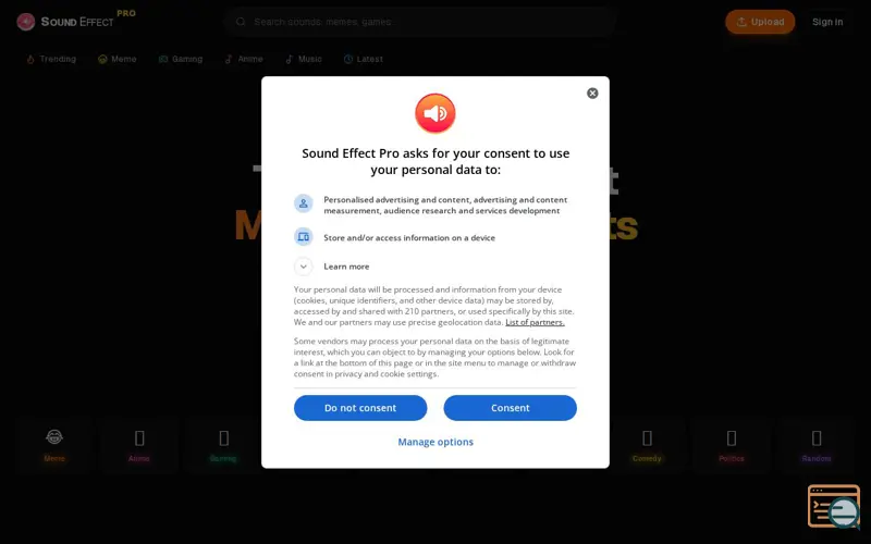 Screenshot of Sound Effect Pro, a launch using MailSentinel