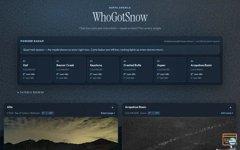 Screenshot of WhoGotSnow
