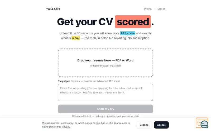 Screenshot of YallaCV