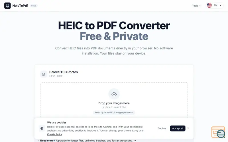 Screenshot of HeicToPdf
