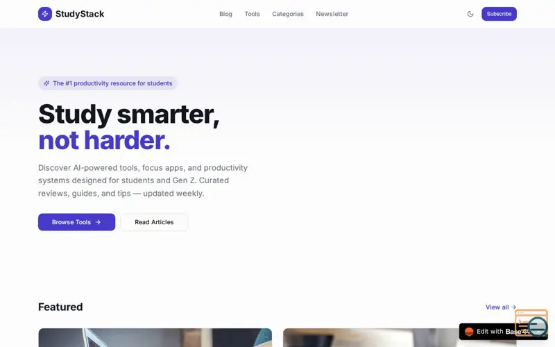 Screenshot of StudyStack