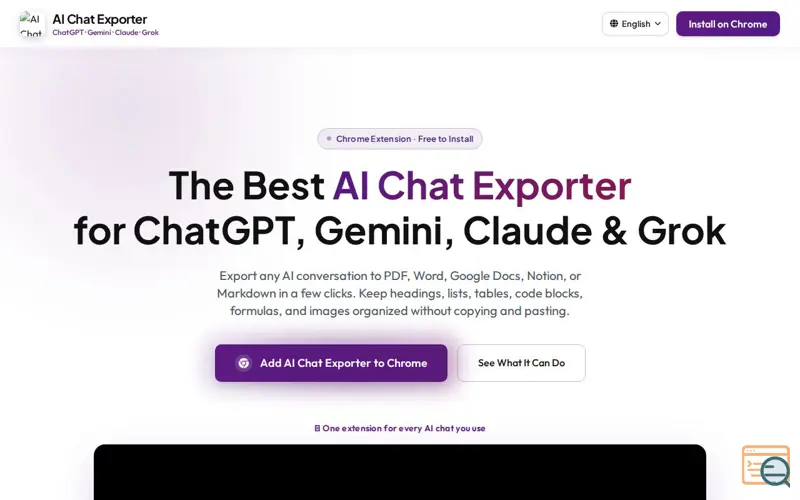 Screenshot of AI Chat Exporter: Save AI Conversations, a launch using Tenten