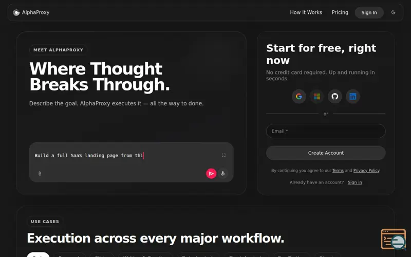 Screenshot of AlphaProxy.AI, a launch using Azure Container Apps