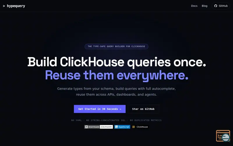 Screenshot of hypequery