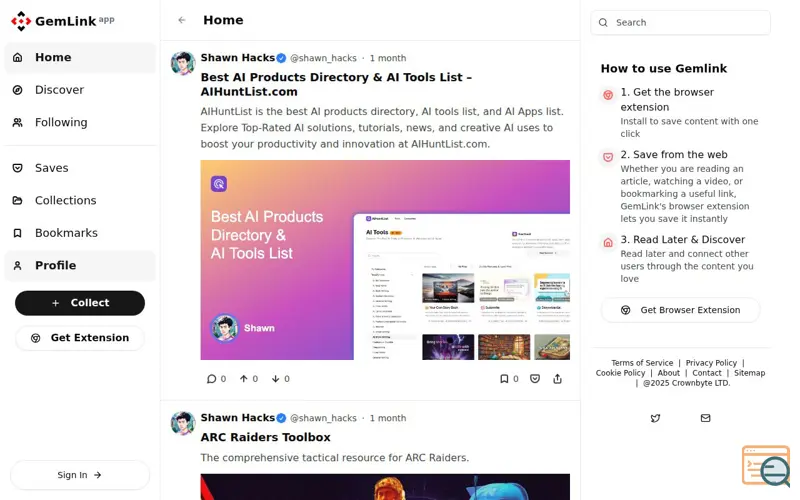 Screenshot of GemLink