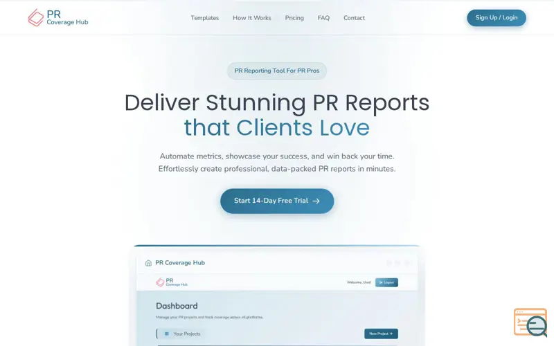 Screenshot of PR Coverage Hub