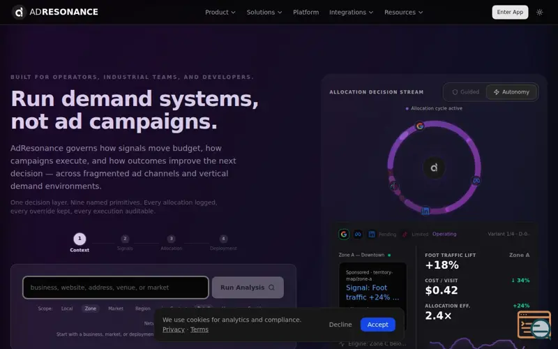 Screenshot of AdResonance