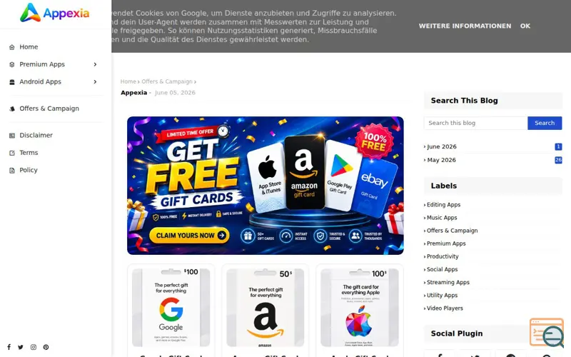 Screenshot of Get Free Rewards & Gift Card Deals