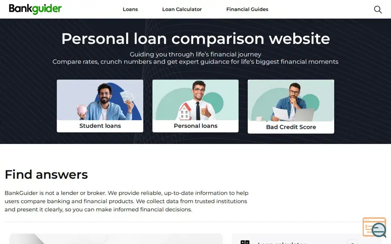 Screenshot of Bankguider