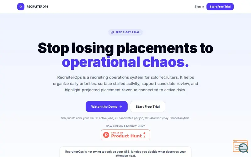 Screenshot of RecruiterOps