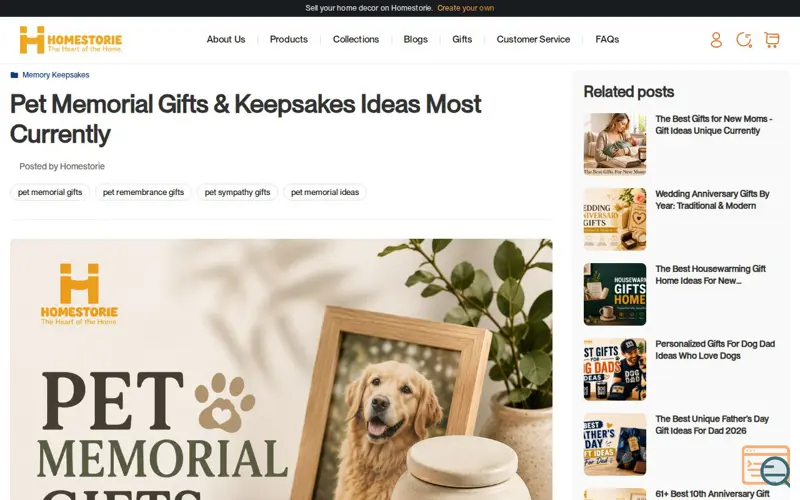 Screenshot of Personalized Pet Memorial Gifts