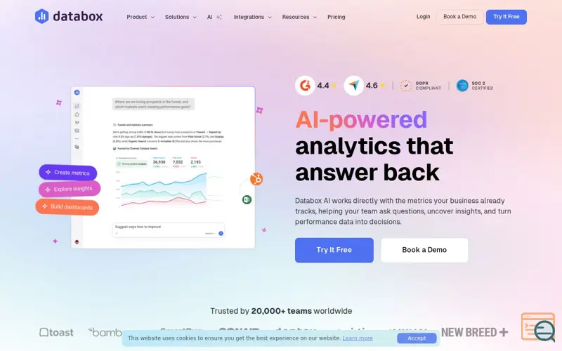 Screenshot of Artifacts by Databox