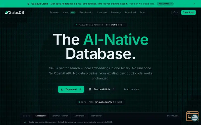 Screenshot of GalaxDB