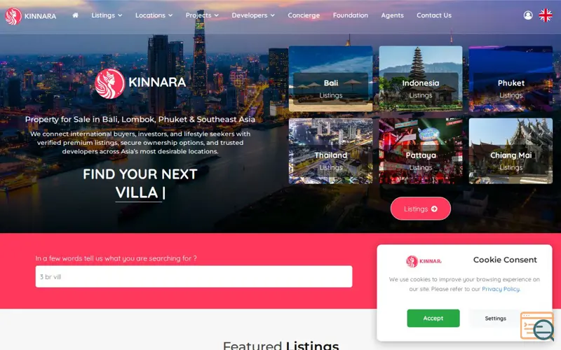 Screenshot of Kinnara Asia, a launch using OwlCarousel