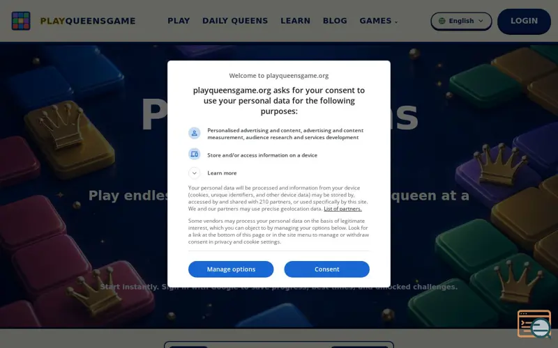 Screenshot of playqueensgame