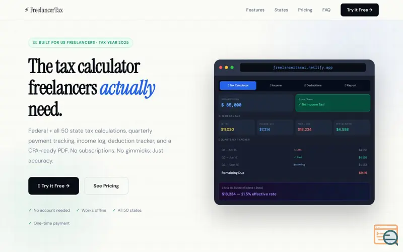 Screenshot of FreelancerTax Pro