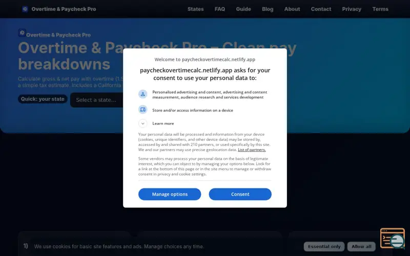 Screenshot of Overtime & Paycheck Pro