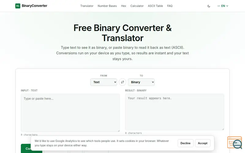 Screenshot of Binary Converter 