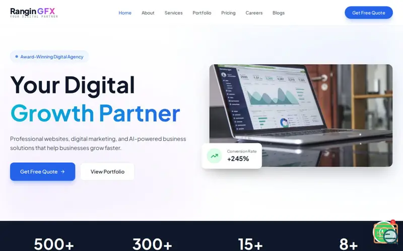 Screenshot of RanginGFX, a launch using Visitor Badge