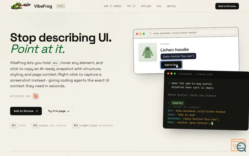 Screenshot of VibeFrog