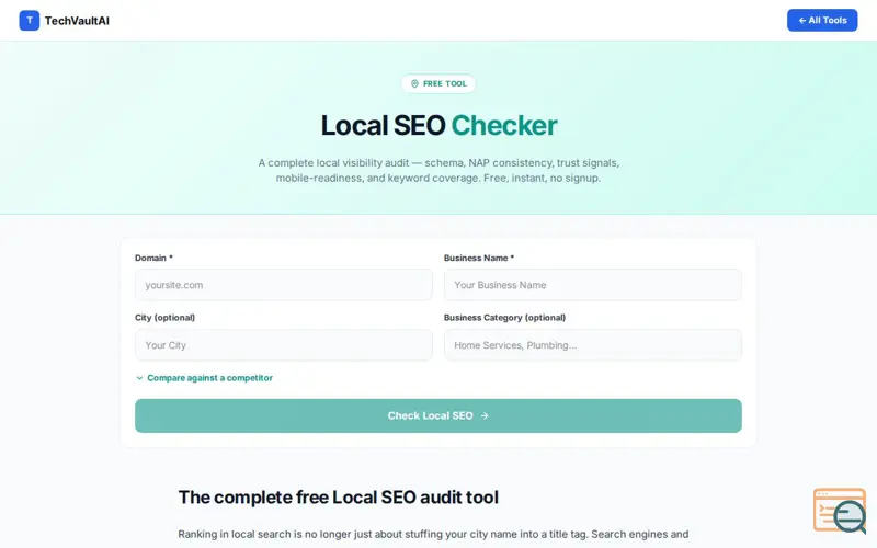 Screenshot of Free Local SEO Checker