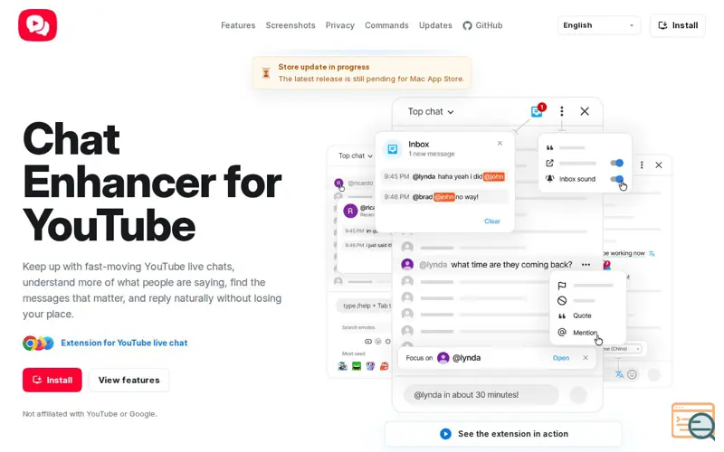 Screenshot of Chat Enhancer for YouTube