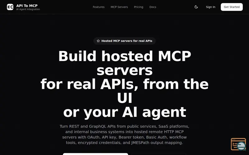 Screenshot of API to MCP