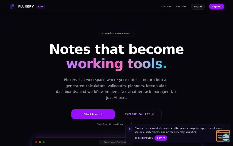 Screenshot of Fluxerv