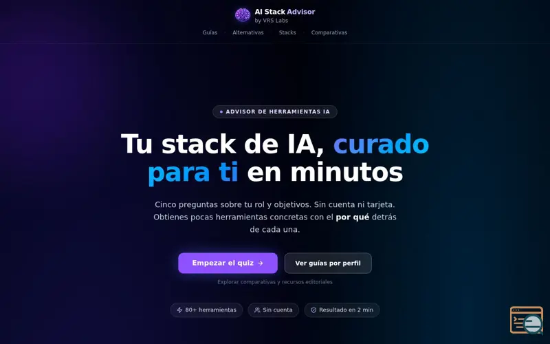 Screenshot of AI Stack Advisor by VRS Labs
