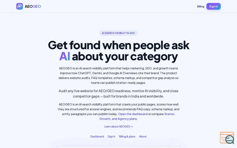 Screenshot of AEOGEO