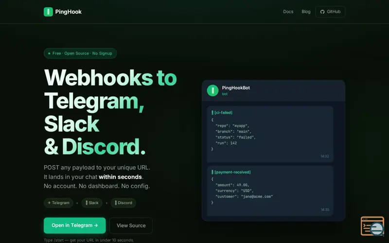 Screenshot of PingHook