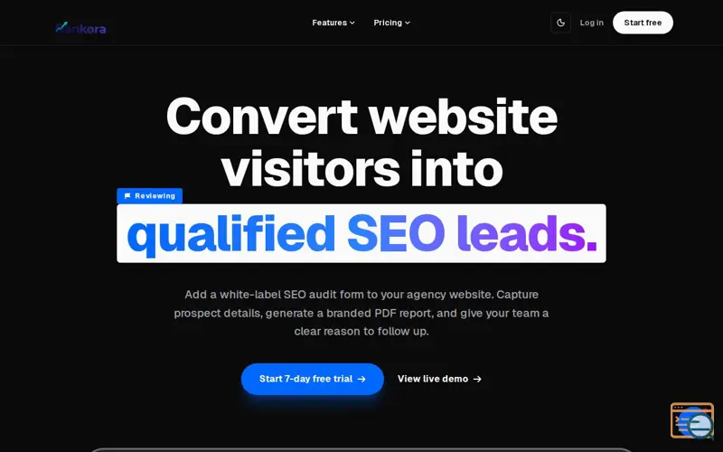 Screenshot of Rankora — White Label SEO Audit Agencies