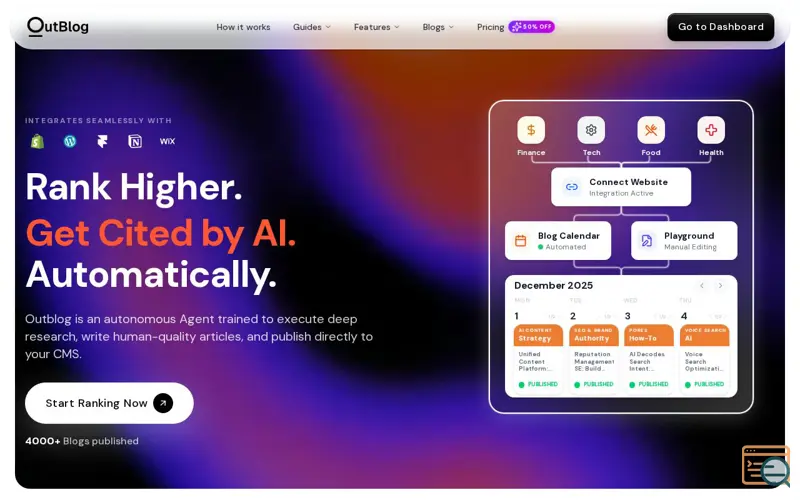Screenshot of OutBlog