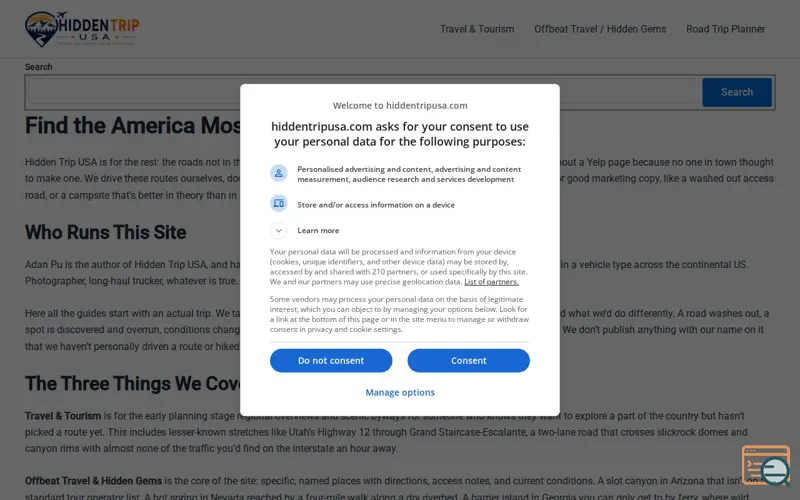 Screenshot of hiddentripusa.com