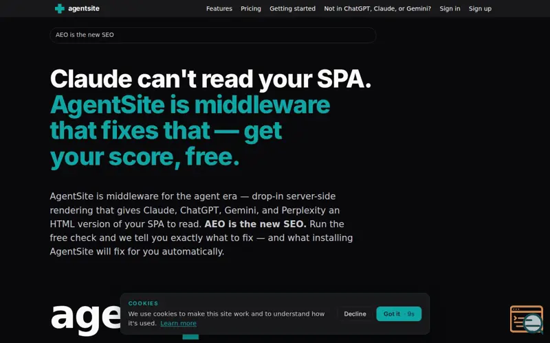 Screenshot of AgentSite