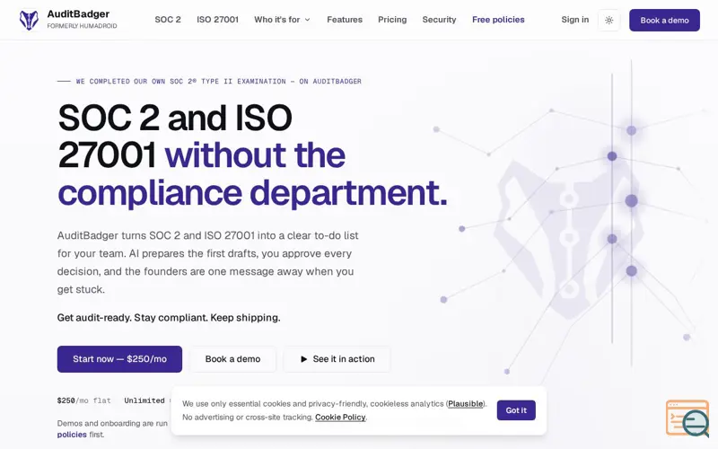 Screenshot of AuditBadger
