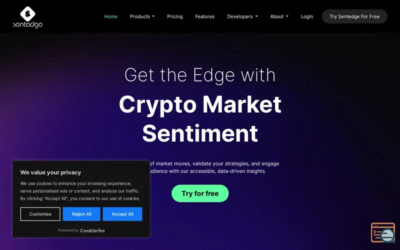 Screenshot of SentEdge