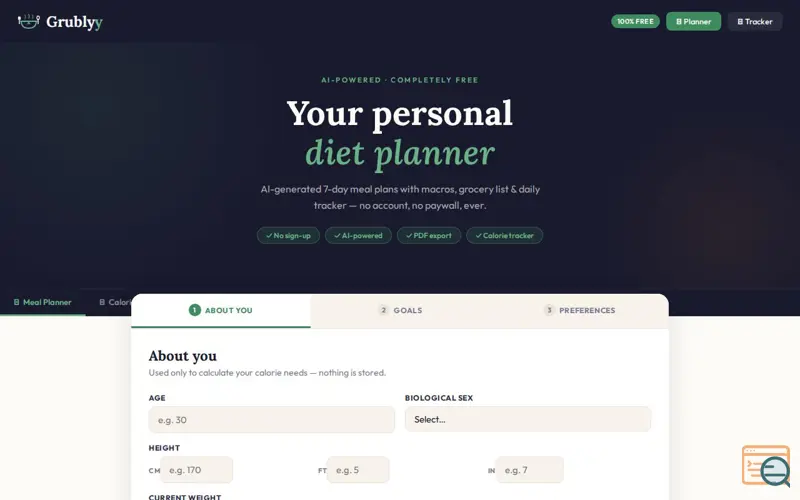 Screenshot of Free Diet Planner