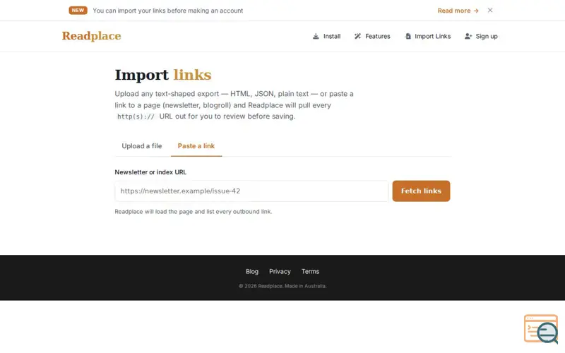 Screenshot of Readplace