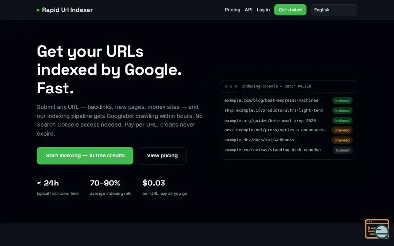 Screenshot of Rapid Url Indexer