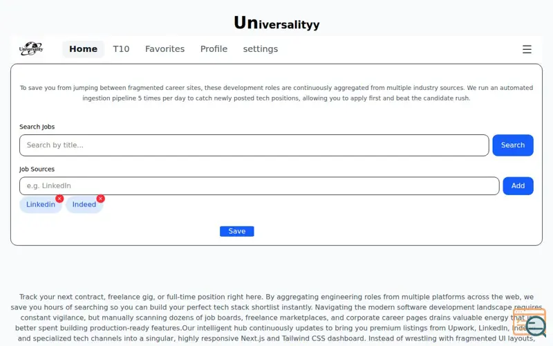 Screenshot of Universality