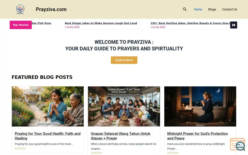 Screenshot of Prayziva.com